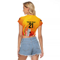 Custom Cricket PNG East Asia-Pacific Raglan Cropped T Shirt Papua New Guinea Rise to Power - Polynesian Pride