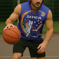 Custom Cricket Samoa East Asia-Pacific Sleeveless Zip Hoodie Samoa Storming the Limits - Polynesian Pride