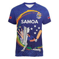 Custom Cricket Samoa East Asia-Pacific Women V-Neck T-Shirt Samoa Storming the Limits - Polynesian Pride