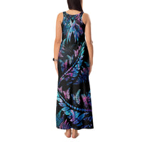 Polynesia Ribbon Butterflies Tank Maxi Dress Silver Fern Breast Cancer With Papua Shell Pattern LT9 - Polynesian Pride