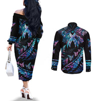 personalised-polynesia-ribbon-butterflies-couples-matching-off-the-shoulder-long-sleeve-dress-and-long-sleeve-button-shirts-silver-fern-breast-cancer-with-papua-shell-pattern