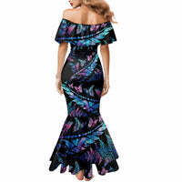 Personalised Polynesia Ribbon Butterflies Mermaid Dress Silver Fern Breast Cancer With Papua Shell Pattern LT9 - Polynesian Pride