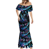 Personalised Polynesia Ribbon Butterflies Mermaid Dress Silver Fern Breast Cancer With Papua Shell Pattern LT9 - Polynesian Pride