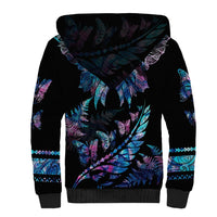 Personalised Polynesia Ribbon Butterflies Sherpa Hoodie Silver Fern Breast Cancer With Papua Shell Pattern LT9 - Polynesian Pride