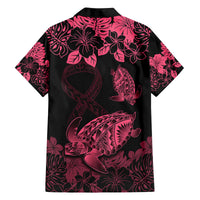 personalised-polynesian-turtle-ribbon-family-matching-off-shoulder-long-sleeve-dress-and-hawaiian-shirt-think-pink-breast-cancer-with-pacific-hibiscus
