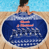 Toa Samoa Christmas Beach Blanket Samoa Siva Tau Manuia Le Kerisimasi Blue Vibe LT9 - Polynesian Pride