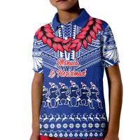 Toa Samoa Christmas Kid Polo Shirt Samoa Siva Tau Manuia Le Kerisimasi Blue Vibe LT9 Kid Blue - Polynesian Pride