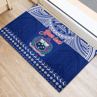 Personalised Toa Samoa Christmas Rubber Doormat Samoa Siva Tau Manuia Le Kerisimasi Blue Vibe LT9 - Polynesian Pride