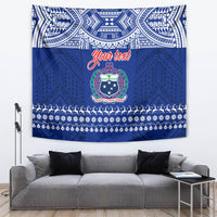 Personalised Toa Samoa Christmas Tapestry Samoa Siva Tau Manuia Le Kerisimasi Blue Vibe LT9 - Polynesian Pride