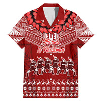 Toa Samoa Christmas Family Matching Mermaid Dress and Hawaiian Shirt Samoa Siva Tau Manuia Le Kerisimasi Red Vibe LT9 Dad's Shirt - Short Sleeve Red - Polynesian Pride