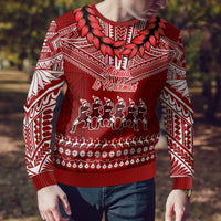 Personalised Toa Samoa Christmas Ugly Christmas Sweater Samoa Siva Tau Manuia Le Kerisimasi Red Vibe LT9 - Polynesian Pride
