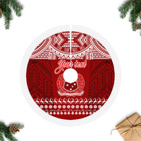 Personalised Toa Samoa Christmas Tree Skirt Samoa Siva Tau Manuia Le Kerisimasi Red Vibe LT9 Fringed Tree Skirts Red - Polynesian Pride