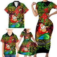Personalised Vanuatu Joyeux Noel Family Matching Short Sleeve Bodycon Dress and Hawaiian Shirt Christmas Santas God Yumi LT9 - Polynesian Pride