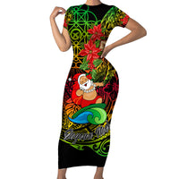 Personalised Vanuatu Joyeux Noel Family Matching Short Sleeve Bodycon Dress and Hawaiian Shirt Christmas Santas God Yumi LT9 Mom's Dress Reggae - Polynesian Pride