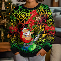 Personalised Vanuatu Joyeux Noel Kid Ugly Christmas Sweater Christmas Santas God Yumi LT9 - Polynesian Pride