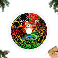 Personalised Vanuatu Joyeux Noel Tree Skirt Christmas Santas God Yumi LT9 Fringed Tree Skirts Reggae - Polynesian Pride