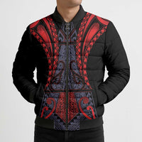 Custom New Zealand Bomber Puffer Jacket Maori Kiwiana Pattern Tukutuku Motif