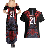Custom New Zealand Couples Matching Summer Maxi Dress and Hawaiian Shirt Maori Kiwiana Pattern Tukutuku Motif LT9 - Polynesian Pride