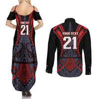 Custom New Zealand Couples Matching Summer Maxi Dress and Long Sleeve Button Shirt Maori Kiwiana Pattern Tukutuku Motif LT9 - Polynesian Pride