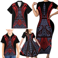 Custom New Zealand Family Matching Short Sleeve Bodycon Dress and Hawaiian Shirt Maori Kiwiana Pattern Tukutuku Motif LT9 - Polynesian Pride