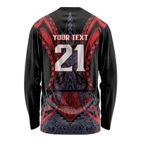 Custom New Zealand Long Sleeve Shirt Maori Kiwiana Pattern Tukutuku Motif