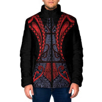 Custom New Zealand Padded Jacket Maori Kiwiana Pattern Tukutuku Motif