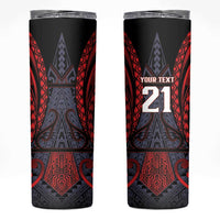 Custom New Zealand Skinny Tumbler Maori Kiwiana Pattern Tukutuku Motif LT9 Red - Polynesian Pride