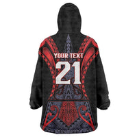 Custom New Zealand Wearable Blanket Hoodie Maori Kiwiana Pattern Tukutuku Motif