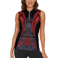 Custom New Zealand Women Sleeveless Polo Shirt Maori Kiwiana Pattern Tukutuku Motif LT9 - Polynesian Pride