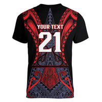 Custom New Zealand Women V-Neck T-Shirt Maori Kiwiana Pattern Tukutuku Motif LT9 - Polynesian Pride