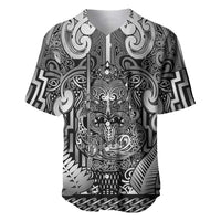 Custom New Zealand Taiaha Maori Baseball Jersey Kiwikiwi Minimalist Silver Fern Tukutuku Motif LT9 White - Polynesian Pride