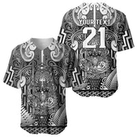 Custom New Zealand Taiaha Maori Baseball Jersey Kiwikiwi Minimalist Silver Fern Tukutuku Motif LT9 - Polynesian Pride