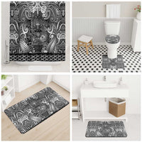 New Zealand Taiaha Maori Bathroom Set Kiwikiwi Minimalist Silver Fern Tukutuku Motif LT9 - Polynesian Pride