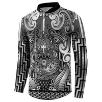 Custom New Zealand Taiaha Maori Button Sweatshirt Kiwikiwi Minimalist Silver Fern Tukutuku Motif