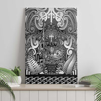 New Zealand Taiaha Maori Canvas Wall Art Kiwikiwi Minimalist Silver Fern Tukutuku Motif LT9 - Polynesian Pride
