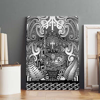 New Zealand Taiaha Maori Canvas Wall Art Kiwikiwi Minimalist Silver Fern Tukutuku Motif LT9 - Polynesian Pride