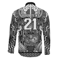 Custom New Zealand Taiaha Maori Family Matching Summer Maxi Dress and Hawaiian Shirt Kiwikiwi Minimalist Silver Fern Tukutuku Motif LT9 - Polynesian Pride
