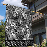 New Zealand Taiaha Maori Garden Flag Kiwikiwi Minimalist Silver Fern Tukutuku Motif LT9 - Polynesian Pride