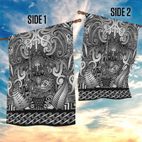 New Zealand Taiaha Maori Garden Flag Kiwikiwi Minimalist Silver Fern Tukutuku Motif LT9 - Polynesian Pride
