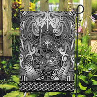New Zealand Taiaha Maori Garden Flag Kiwikiwi Minimalist Silver Fern Tukutuku Motif LT9 Garden Flag White - Polynesian Pride