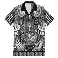 Custom New Zealand Taiaha Maori Hawaiian Shirt Kiwikiwi Minimalist Silver Fern Tukutuku Motif LT9 White - Polynesian Pride