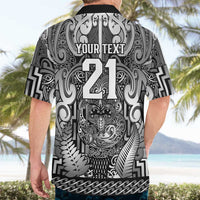 Custom New Zealand Taiaha Maori Hawaiian Shirt Kiwikiwi Minimalist Silver Fern Tukutuku Motif LT9 - Polynesian Pride