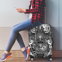 New Zealand Taiaha Maori Luggage Cover Kiwikiwi Minimalist Silver Fern Tukutuku Motif LT9 - Polynesian Pride