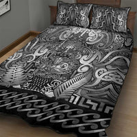 New Zealand Taiaha Maori Quilt Bed Set Kiwikiwi Minimalist Silver Fern Tukutuku Motif LT9 - Polynesian Pride