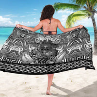 New Zealand Taiaha Maori Sarong Kiwikiwi Minimalist Silver Fern Tukutuku Motif LT9 - Polynesian Pride