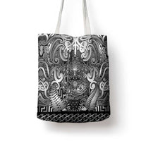 New Zealand Taiaha Maori Tote Bag Kiwikiwi Minimalist Silver Fern Tukutuku Motif LT9 - Polynesian Pride