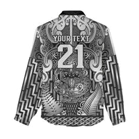 Custom New Zealand Taiaha Maori Women Casual Shirt Kiwikiwi Minimalist Silver Fern Tukutuku Motif LT9 - Polynesian Pride