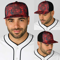 New Zealand Taiaha Maori Baseball Net Cap Whero Minimalist Silver Fern Tukutuku Motif LT9 - Polynesian Pride
