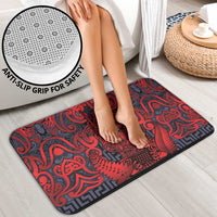 New Zealand Taiaha Maori Bathroom Set Whero Minimalist Silver Fern Tukutuku Motif