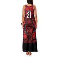 Custom New Zealand Taiaha Maori Family Matching Tank Maxi Dress and Hawaiian Shirt Whero Minimalist Silver Fern Tukutuku Motif LT9 - Polynesian Pride